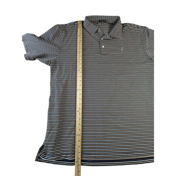 Peter Millar Summer Comfort Polo Mens Sz XXL Stripes Black White Orange Golf - Picture 5 of 8